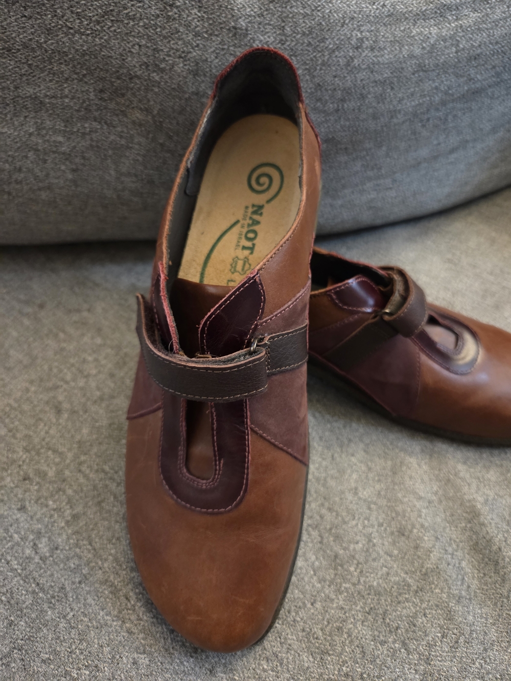 Naot Two-Tone Brown & Burgundy Leather Slip-On Loafer